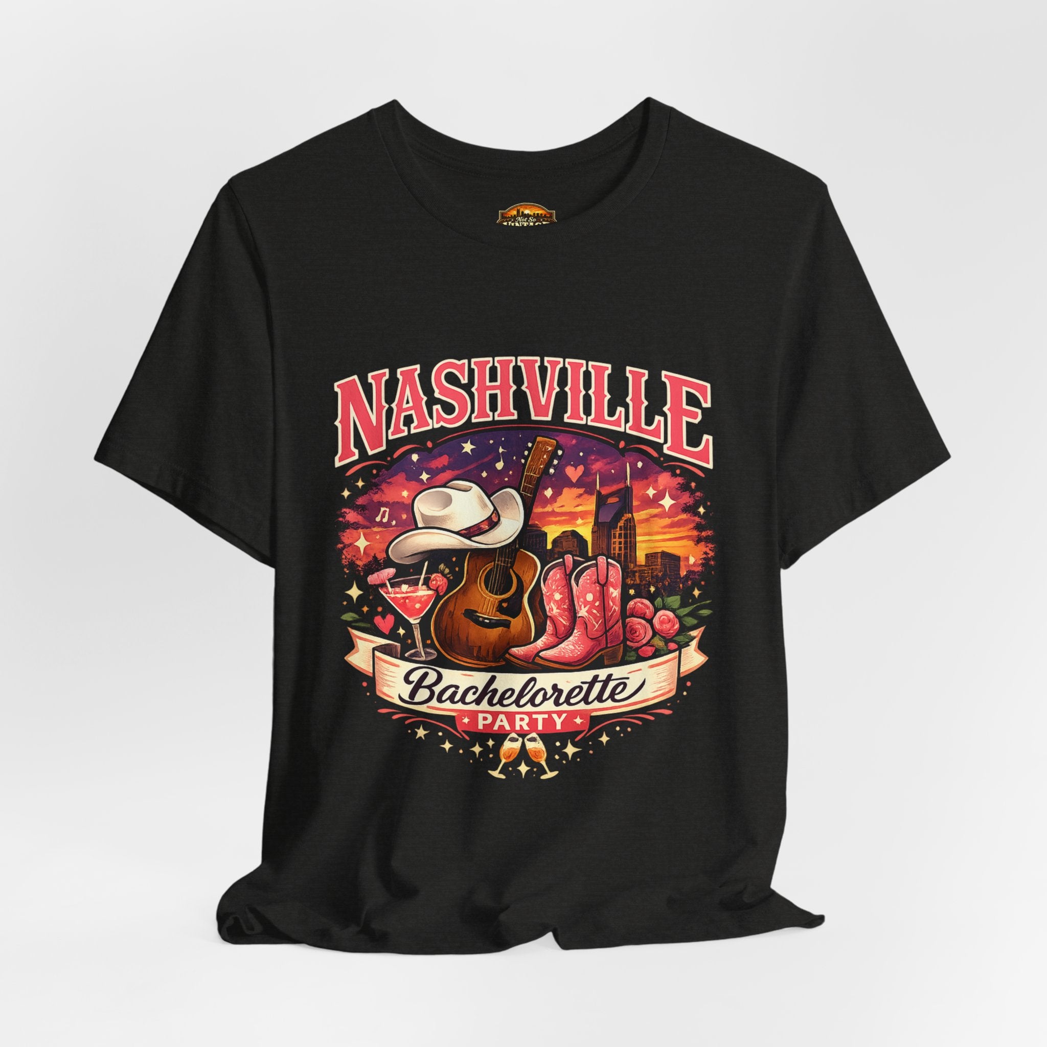 Nashville Bachelorette Tee — Country Guitar & Cowboy Hat Party Shirt