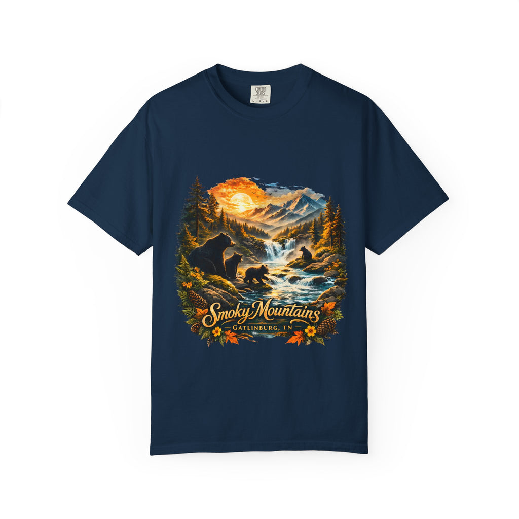 Smoky Mountains Vintage Scenic — Bear & Waterfall Nature Tee