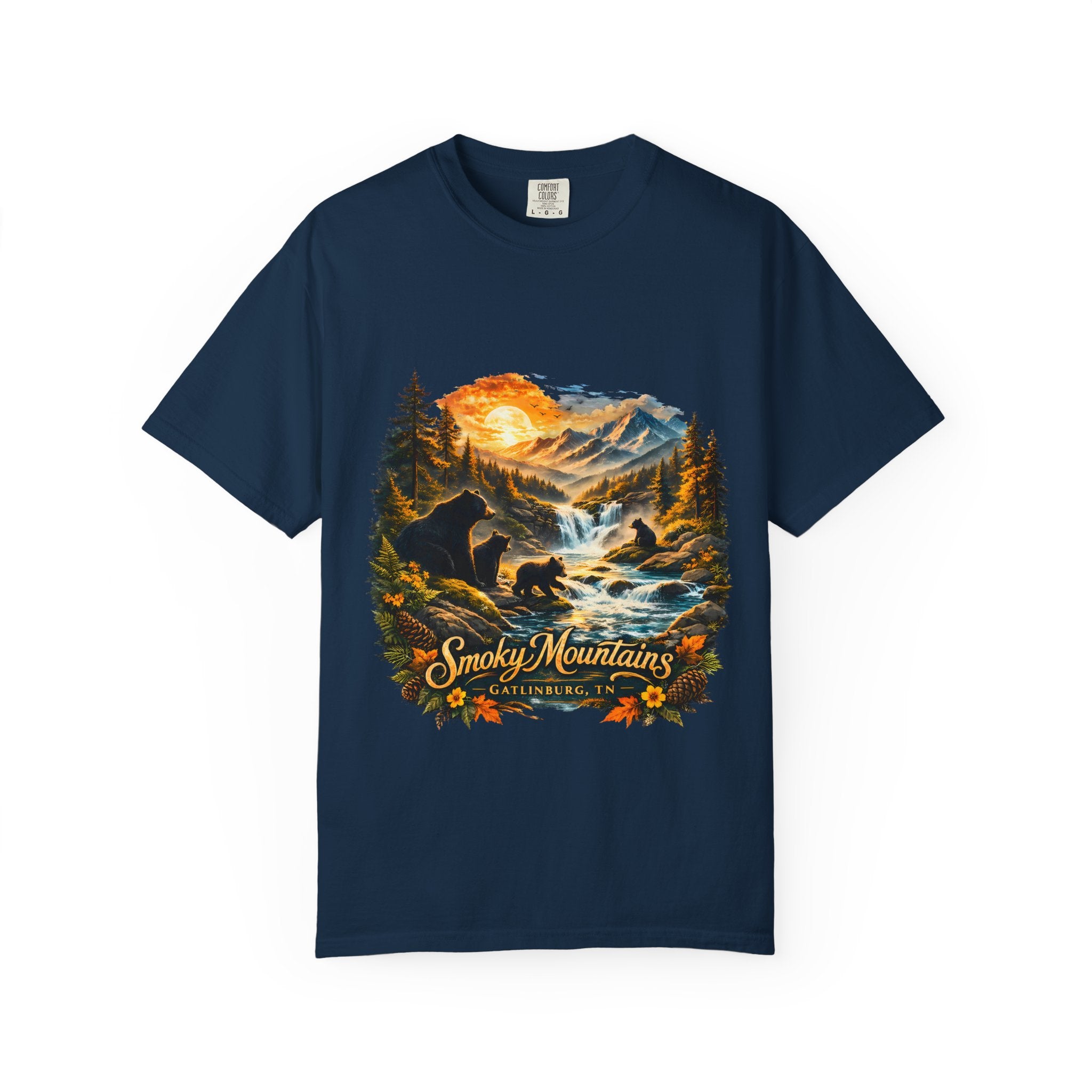 Smoky Mountains Vintage Scenic — Bear & Waterfall Nature Tee
