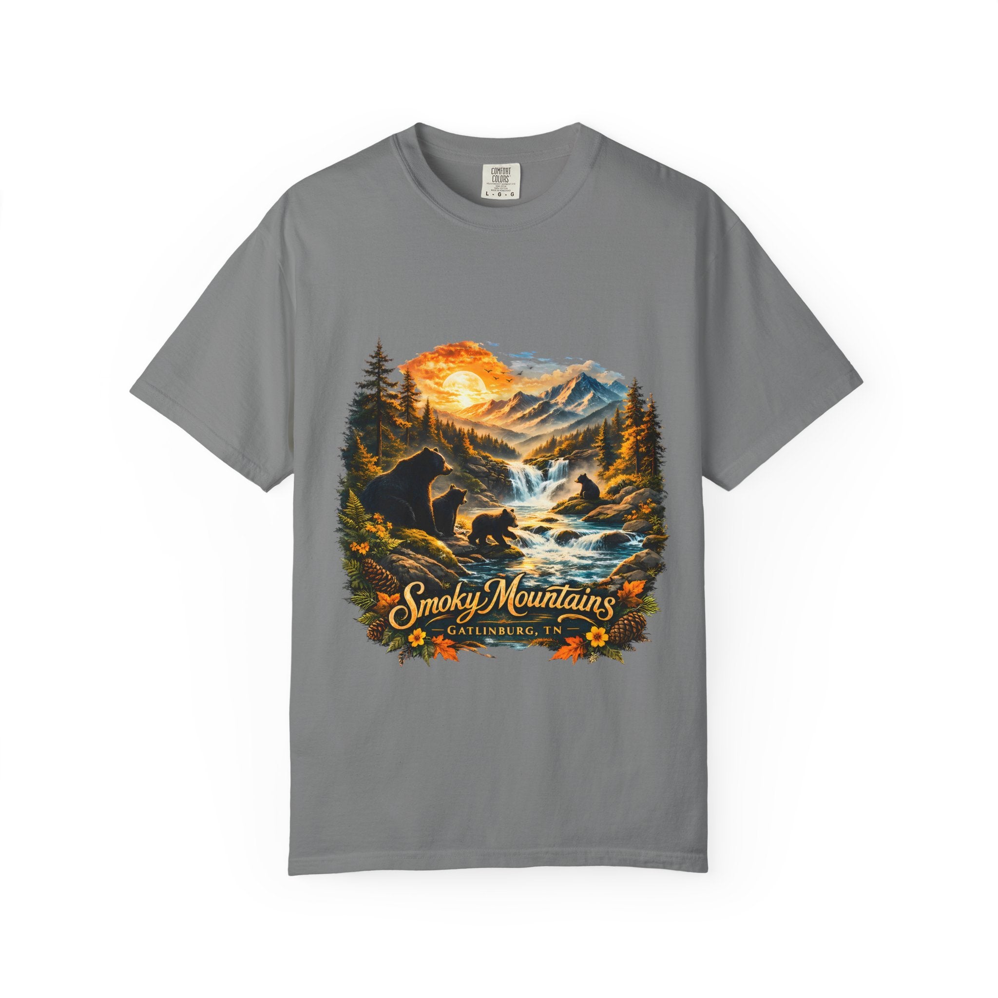 Smoky Mountains Vintage Scenic — Bear & Waterfall Nature Tee