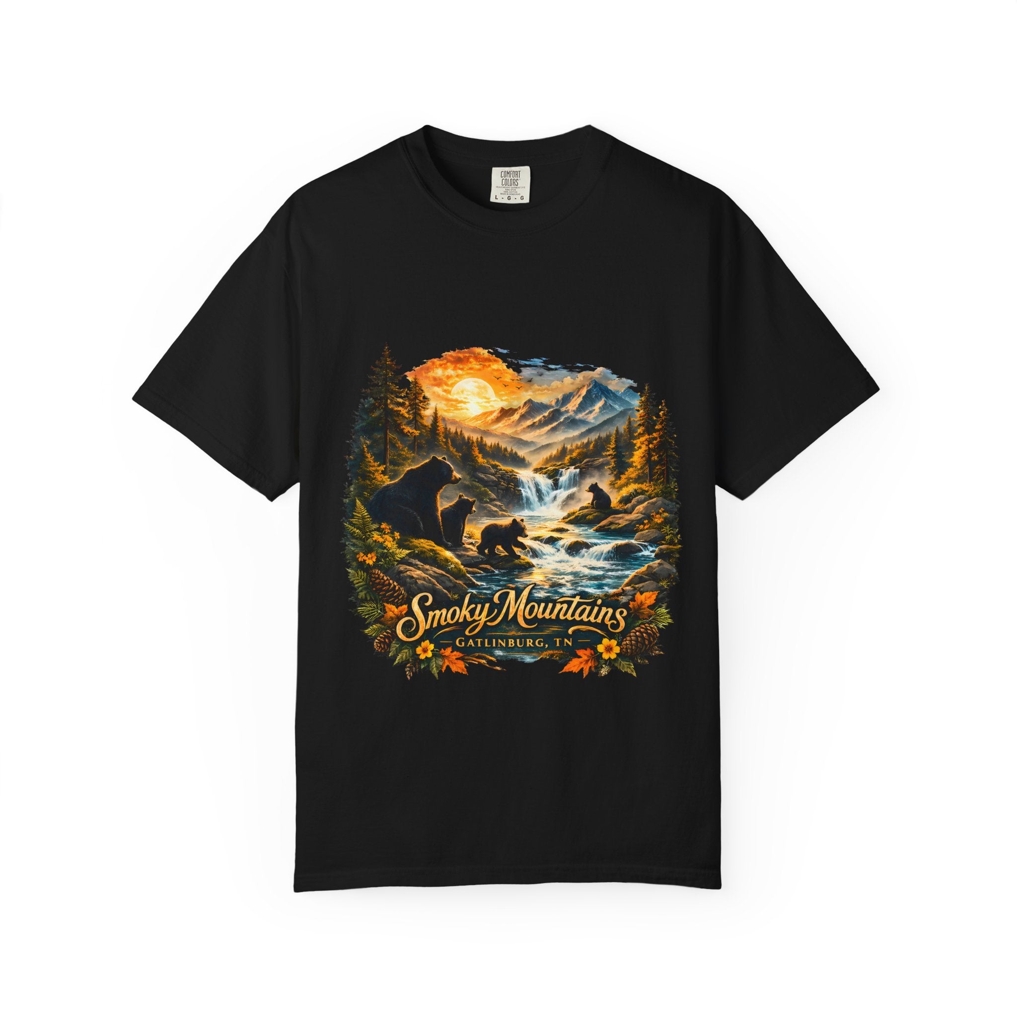Smoky Mountains Vintage Scenic — Bear & Waterfall Nature Tee
