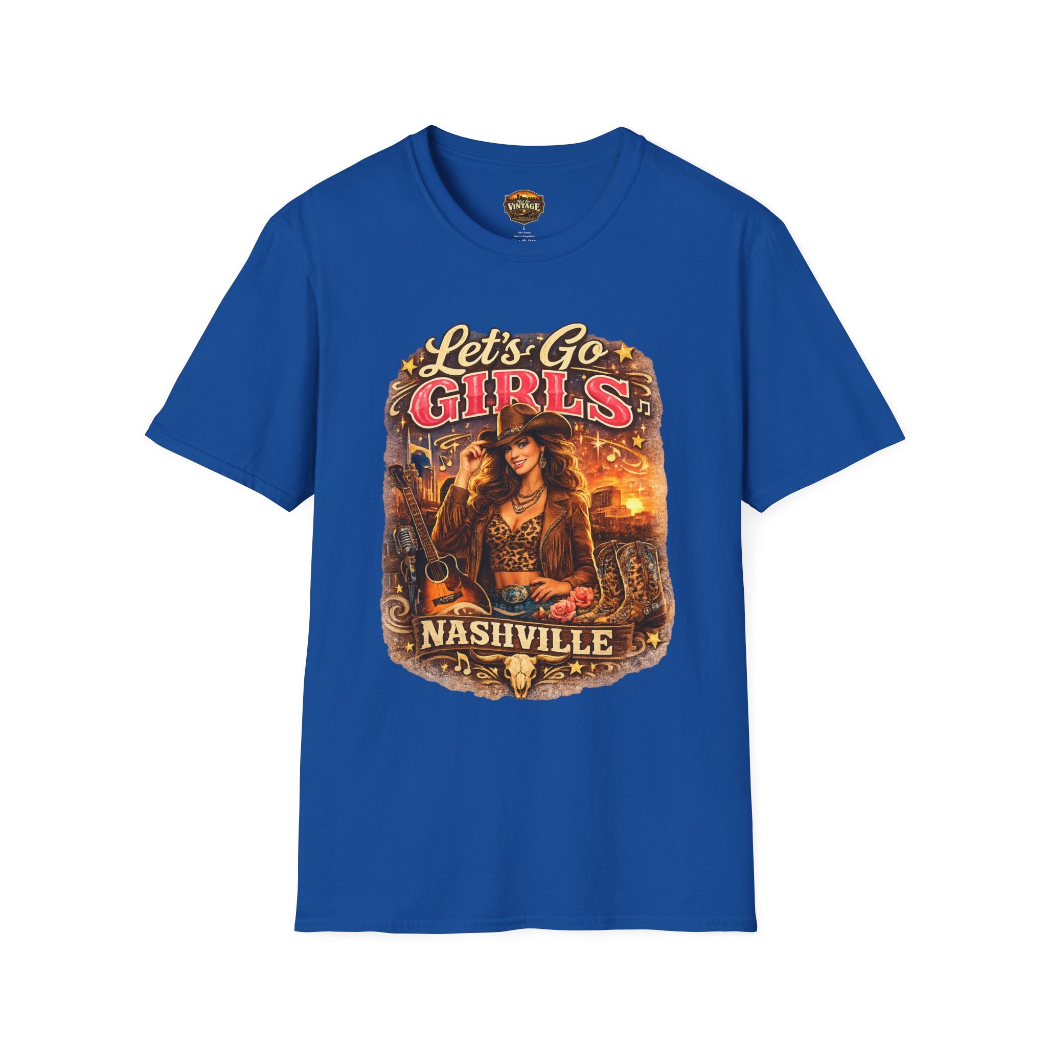 Let's Go Girls Nashville Graphic T-Shirt — Country Cowgirl (Brunette) Retro Tour Tee
