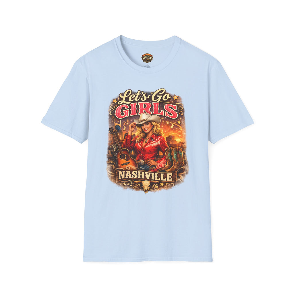 Let's Go Girls Nashville Graphic T-Shirt — Country Cowgirl (Blonde) Retro Tour Tee