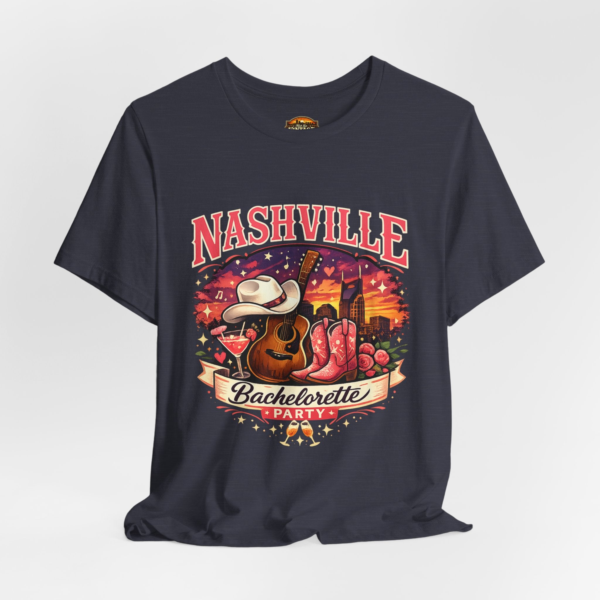 Nashville Bachelorette Tee — Country Guitar & Cowboy Hat Party Shirt