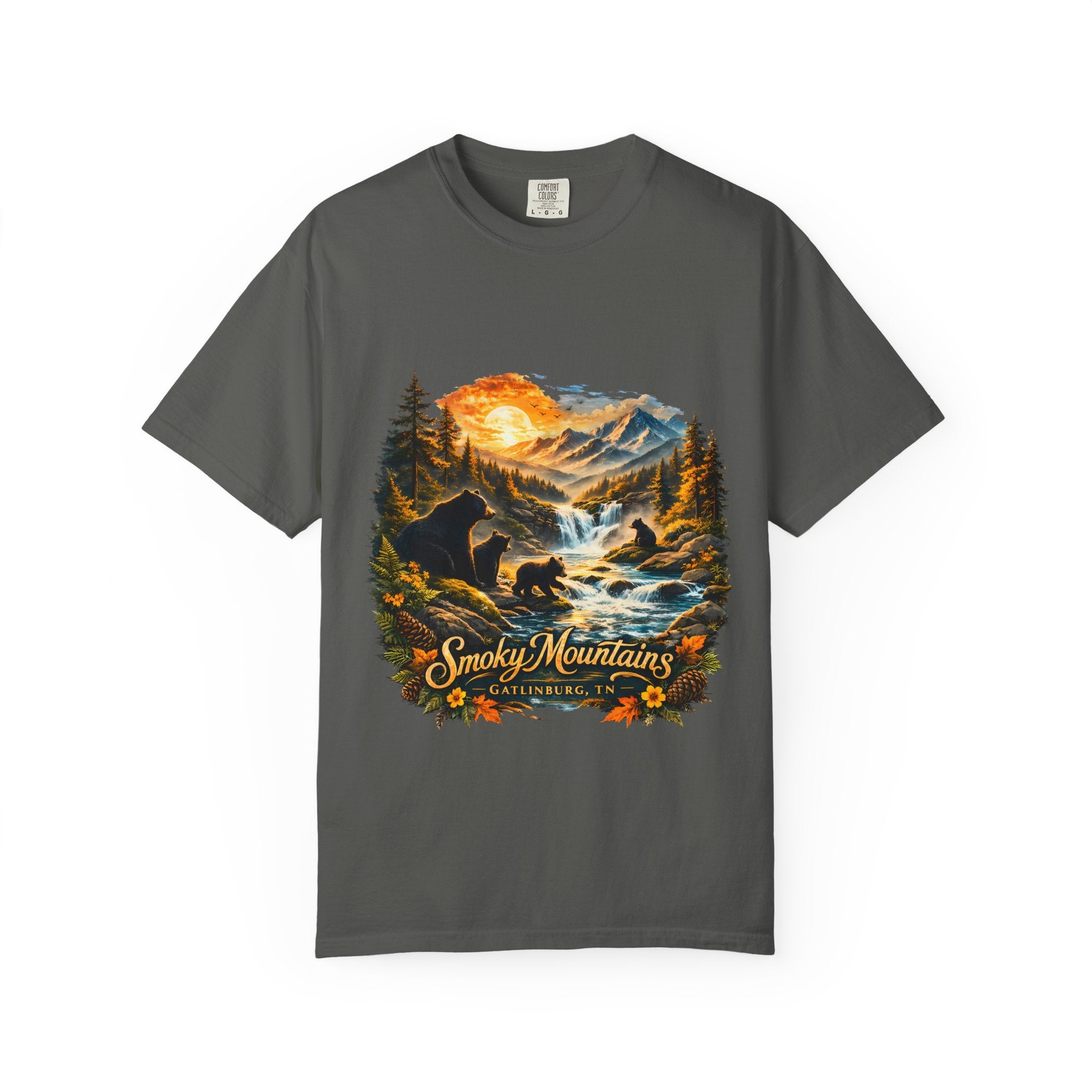 Smoky Mountains Vintage Scenic — Bear & Waterfall Nature Tee