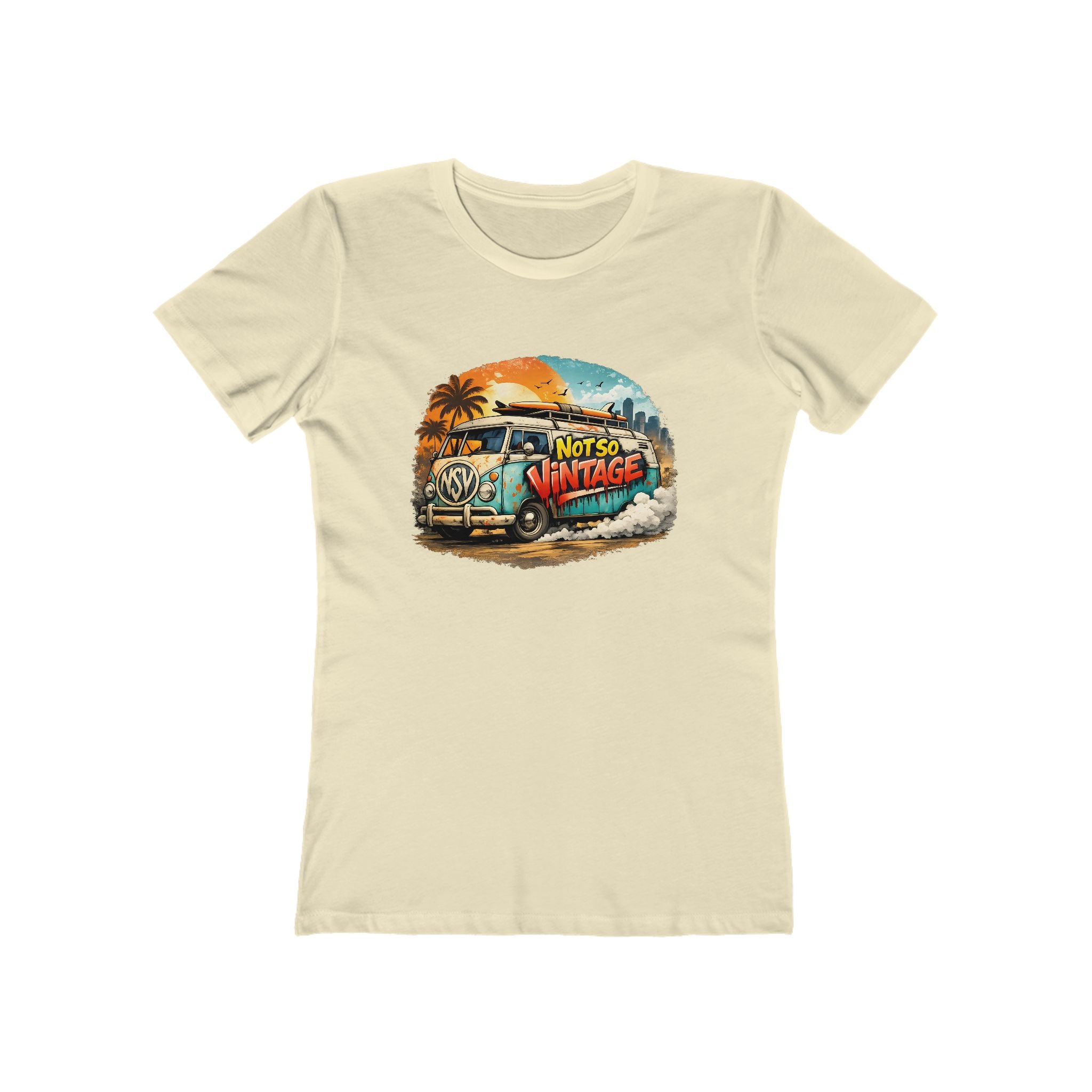 Retro Surf Van Women's Boyfriend tee "Not So Vintage"