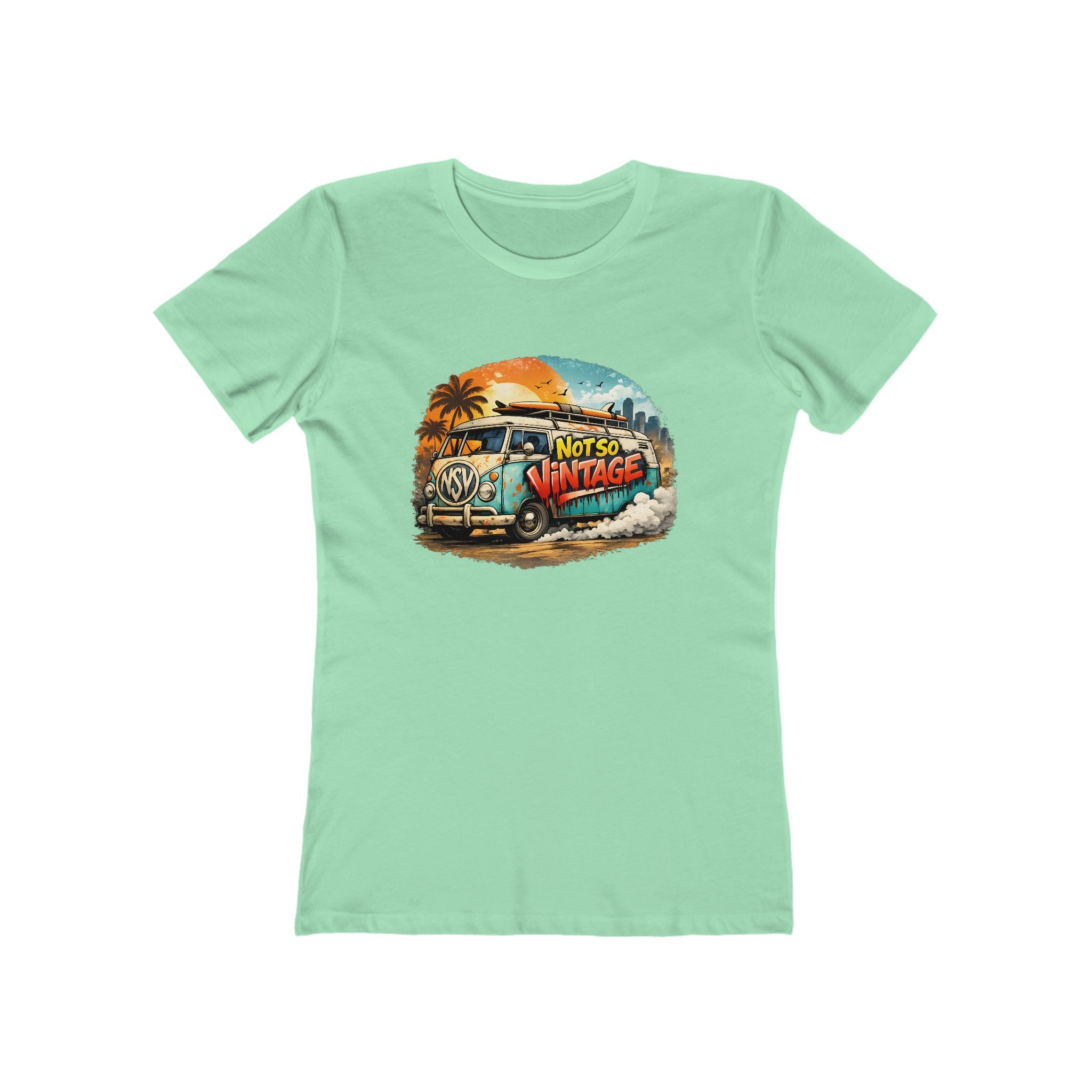 Retro Surf Van Women's Boyfriend tee "Not So Vintage"