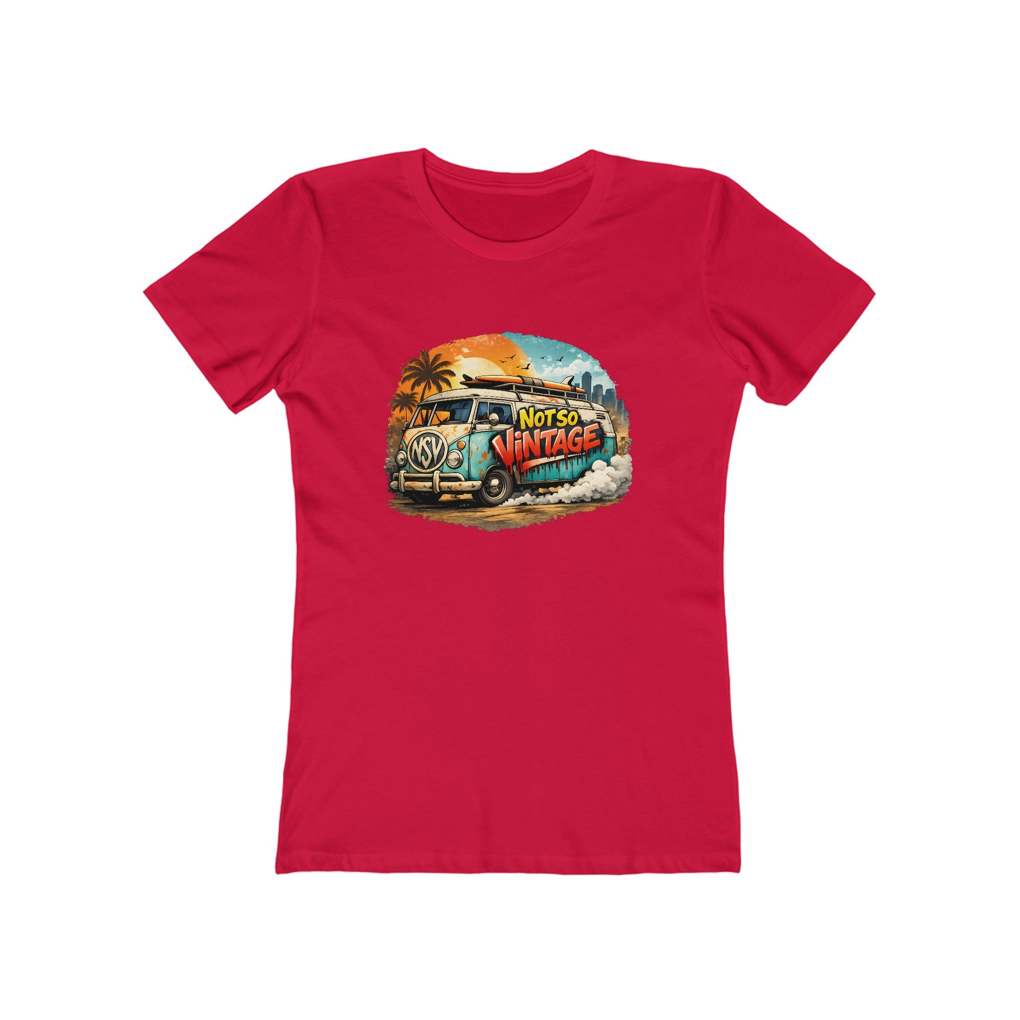 Retro Surf Van Women's Boyfriend tee "Not So Vintage"