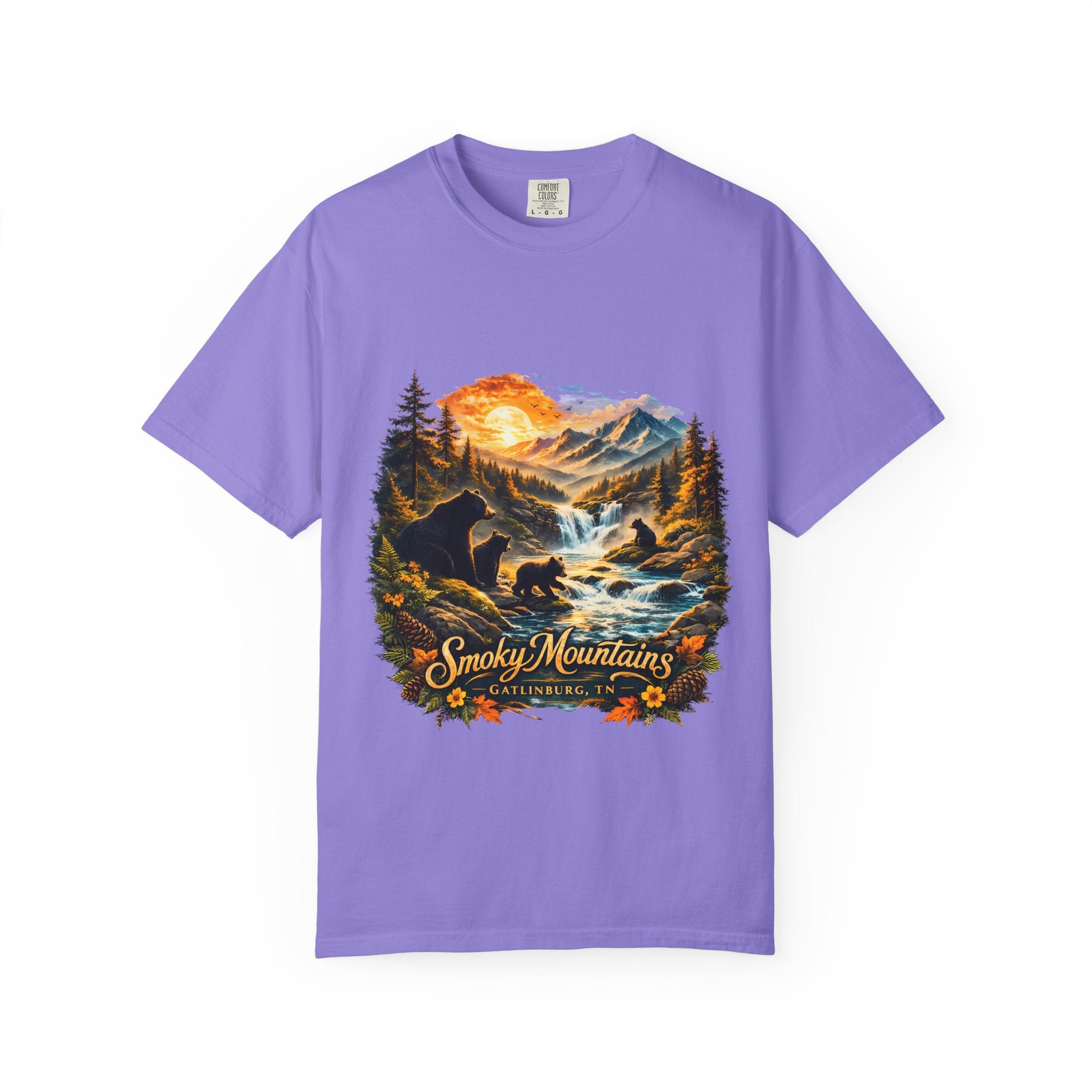 Smoky Mountains Vintage Scenic — Bear & Waterfall Nature Tee