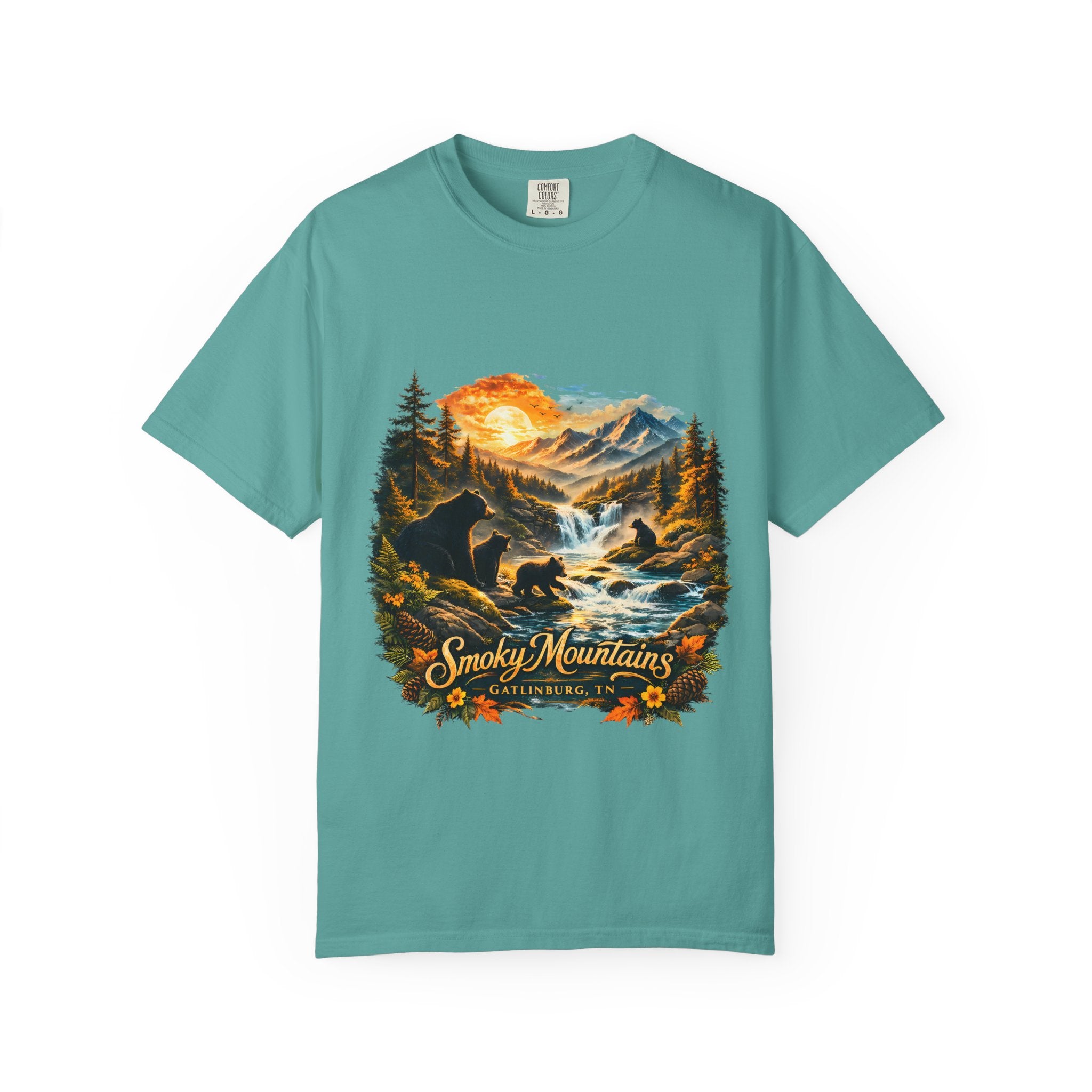 Smoky Mountains Vintage Scenic — Bear & Waterfall Nature Tee