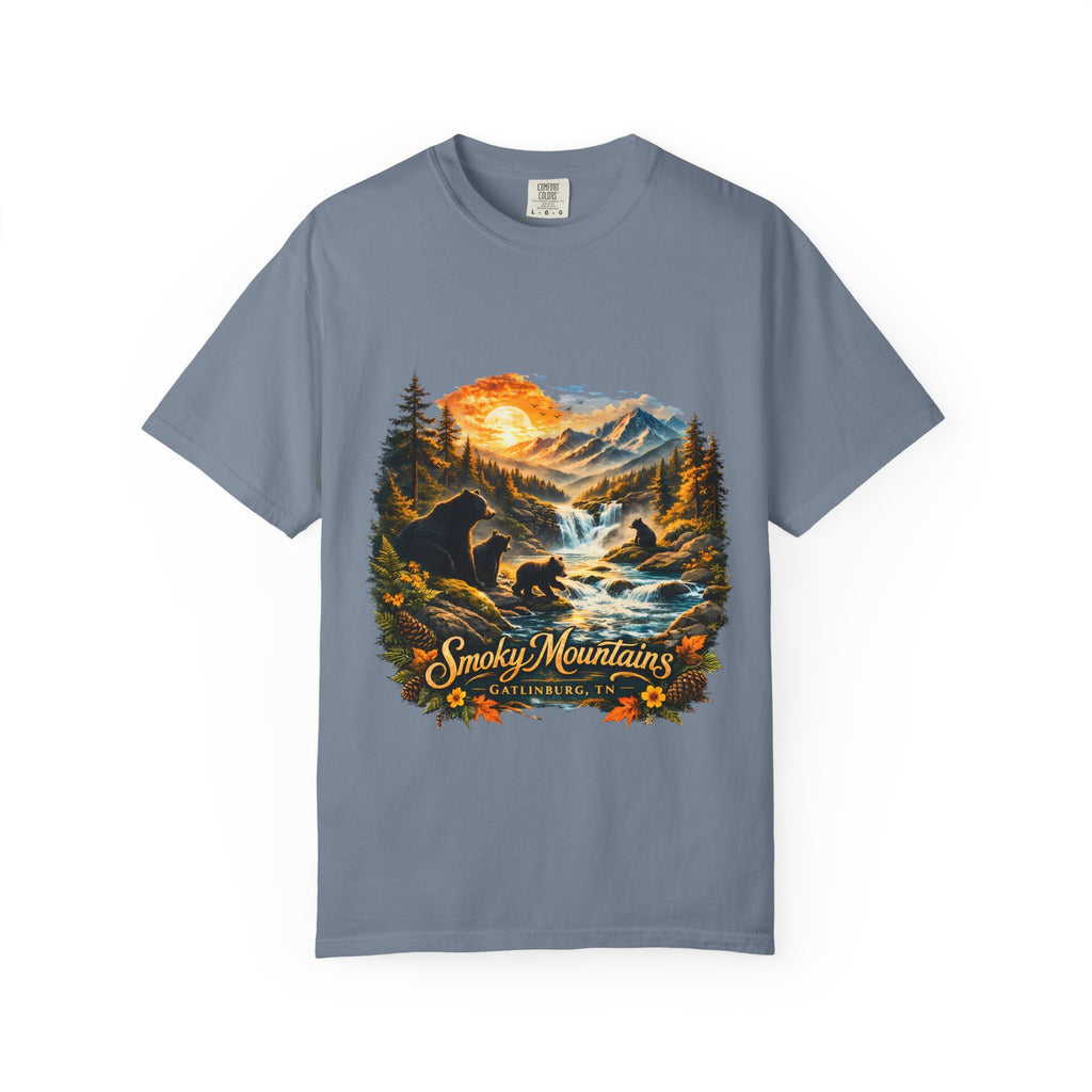 Smoky Mountains Vintage Scenic — Bear & Waterfall Nature Tee