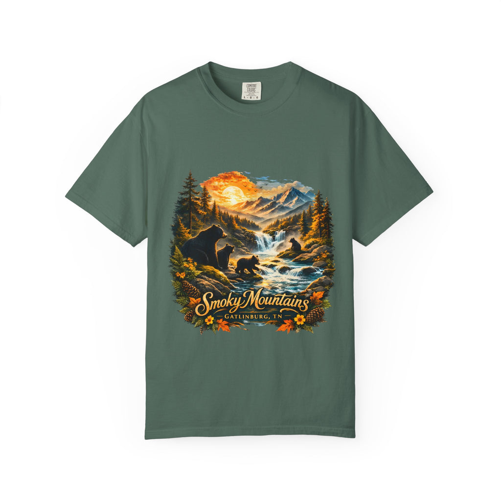Smoky Mountains Vintage Scenic — Bear & Waterfall Nature Tee