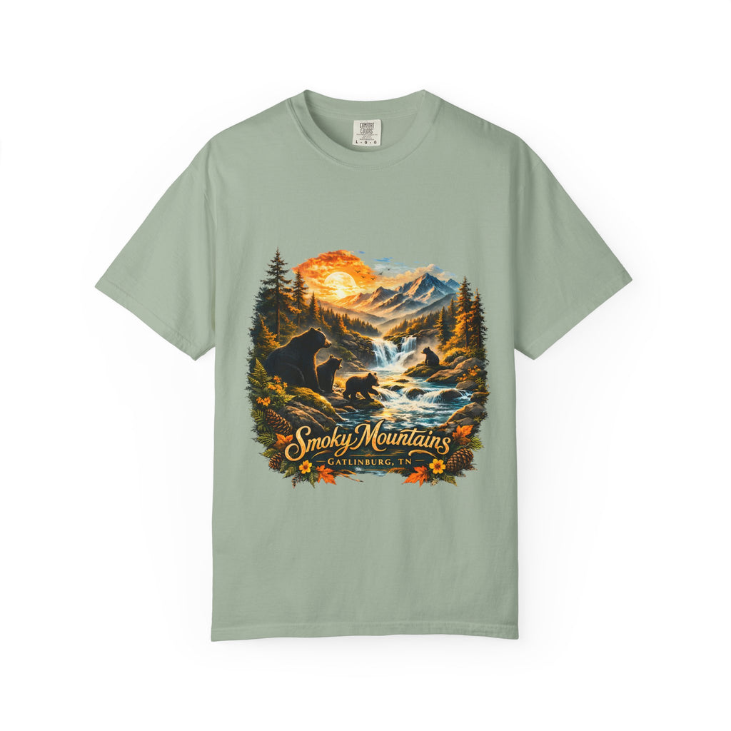 Smoky Mountains Vintage Scenic — Bear & Waterfall Nature Tee