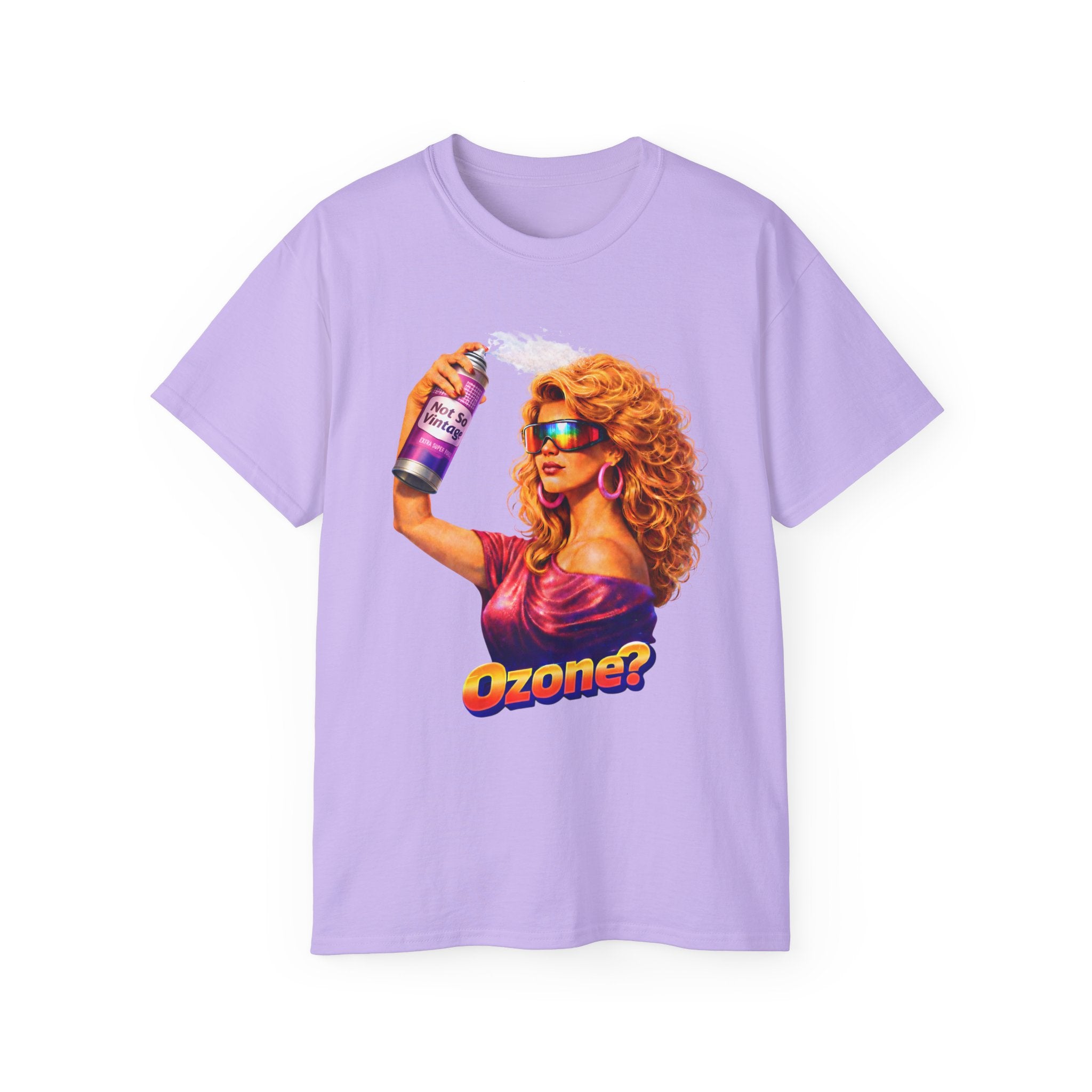 Retro 80s hair Spray Girl "Ozone?" Graphic Tee