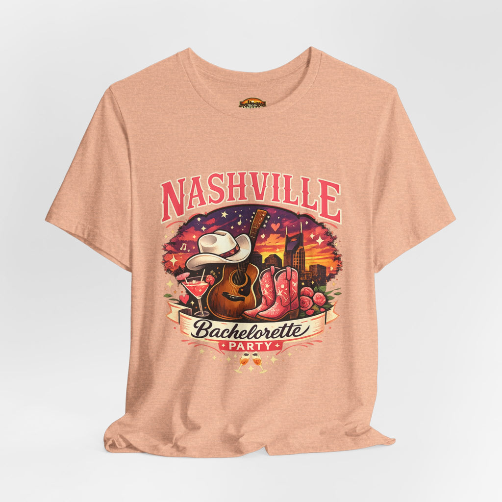 Nashville Bachelorette Tee — Country Guitar & Cowboy Hat Party Shirt