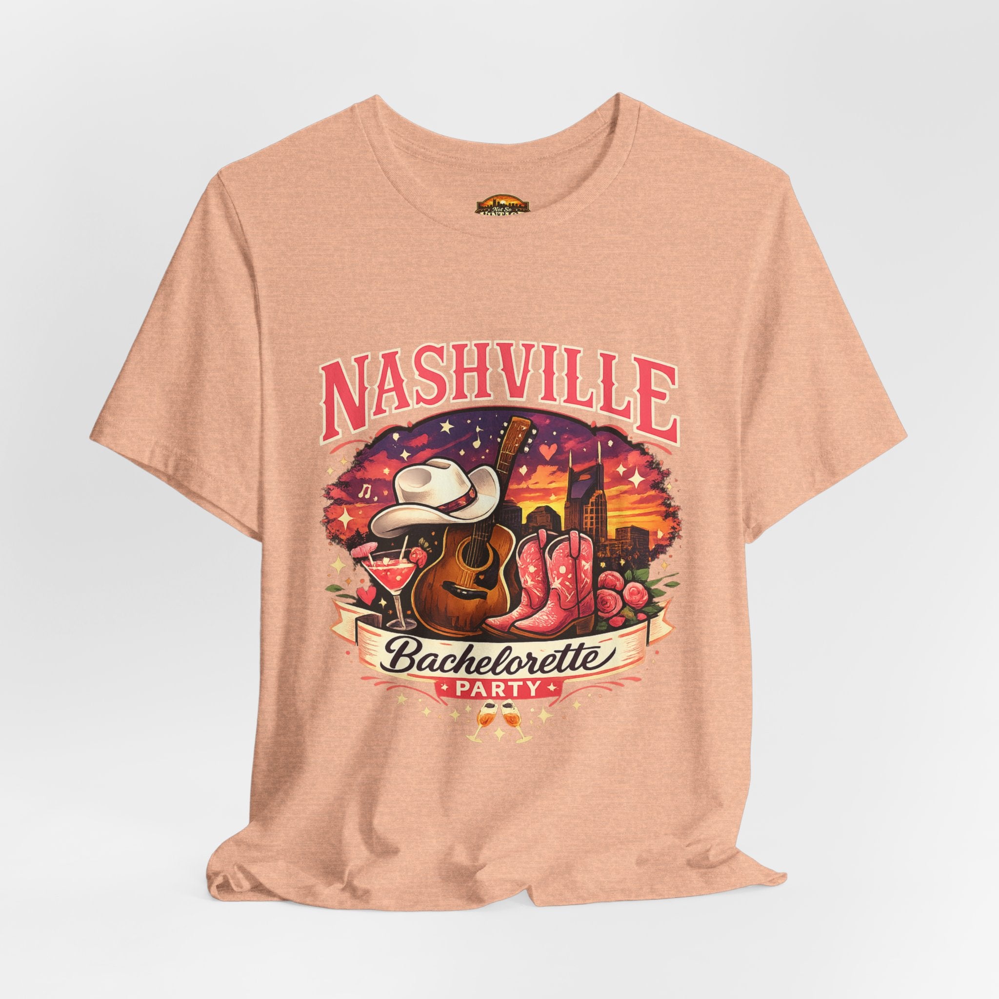 Nashville Bachelorette Tee — Country Guitar & Cowboy Hat Party Shirt