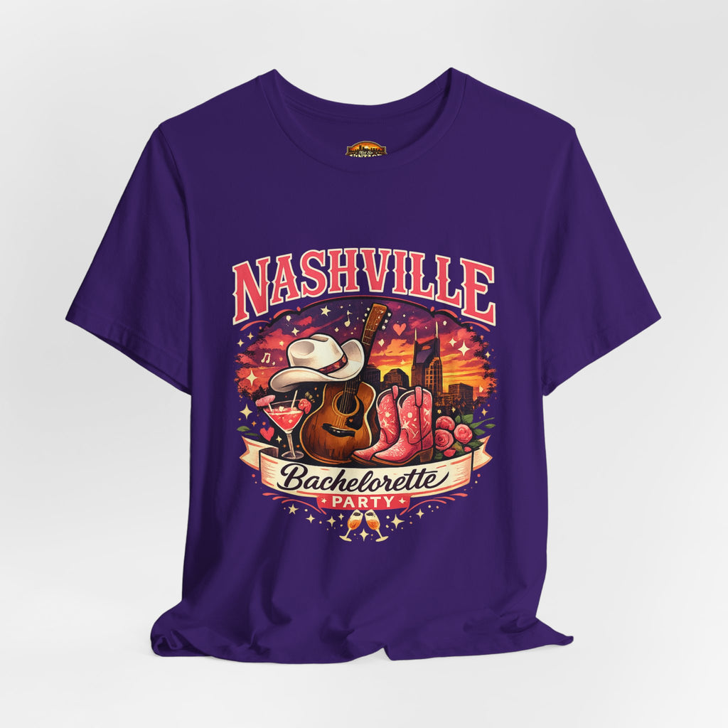 Nashville Bachelorette Tee — Country Guitar & Cowboy Hat Party Shirt