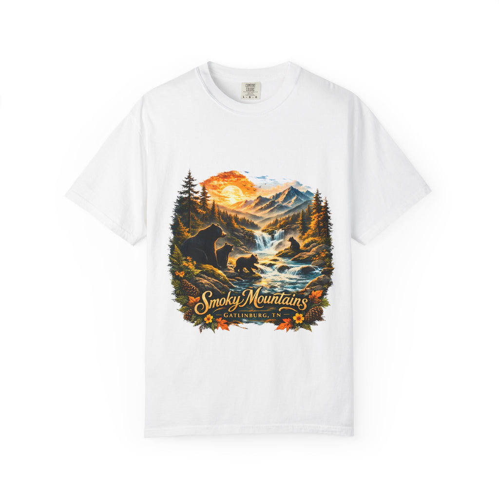 Smoky Mountains Vintage Scenic — Bear & Waterfall Nature Tee