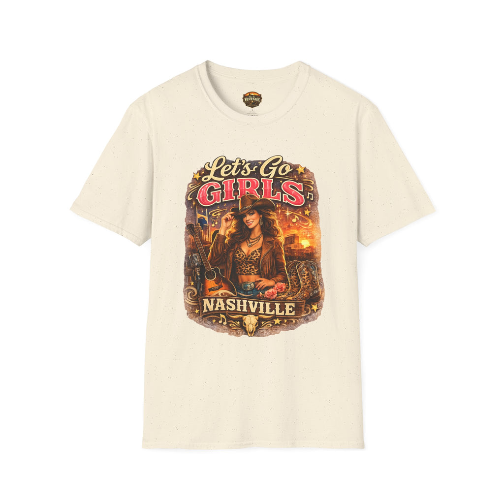 Let's Go Girls Nashville Graphic T-Shirt — Country Cowgirl (Brunette) Retro Tour Tee