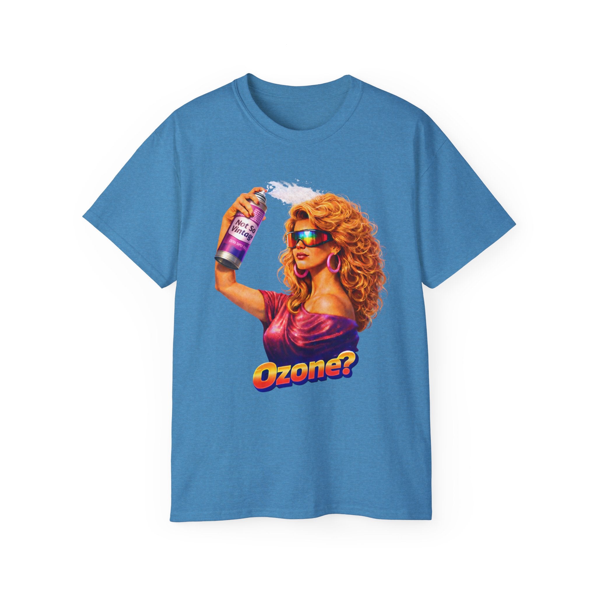 Retro 80s hair Spray Girl "Ozone?" Graphic Tee