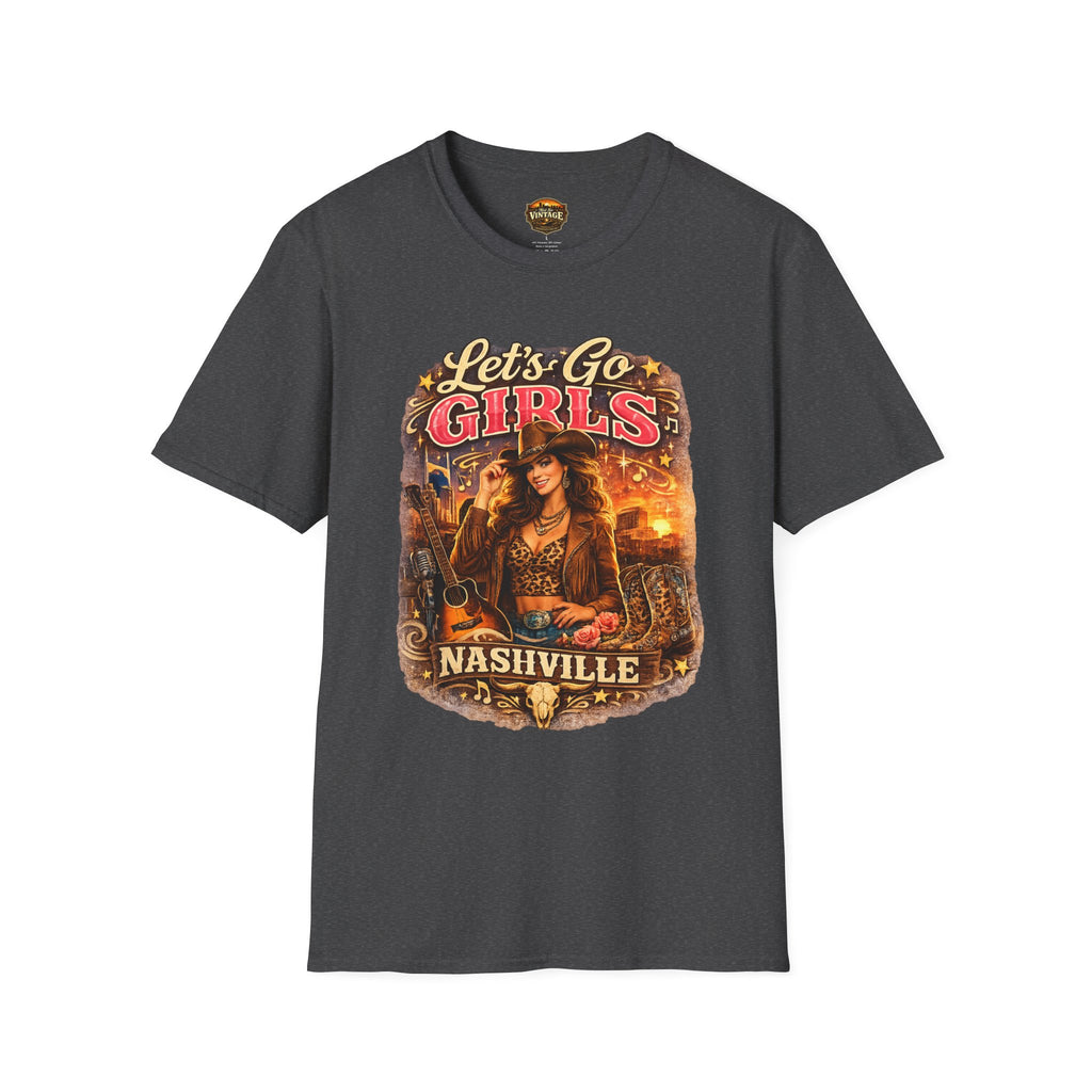 Let's Go Girls Nashville Graphic T-Shirt — Country Cowgirl (Brunette) Retro Tour Tee