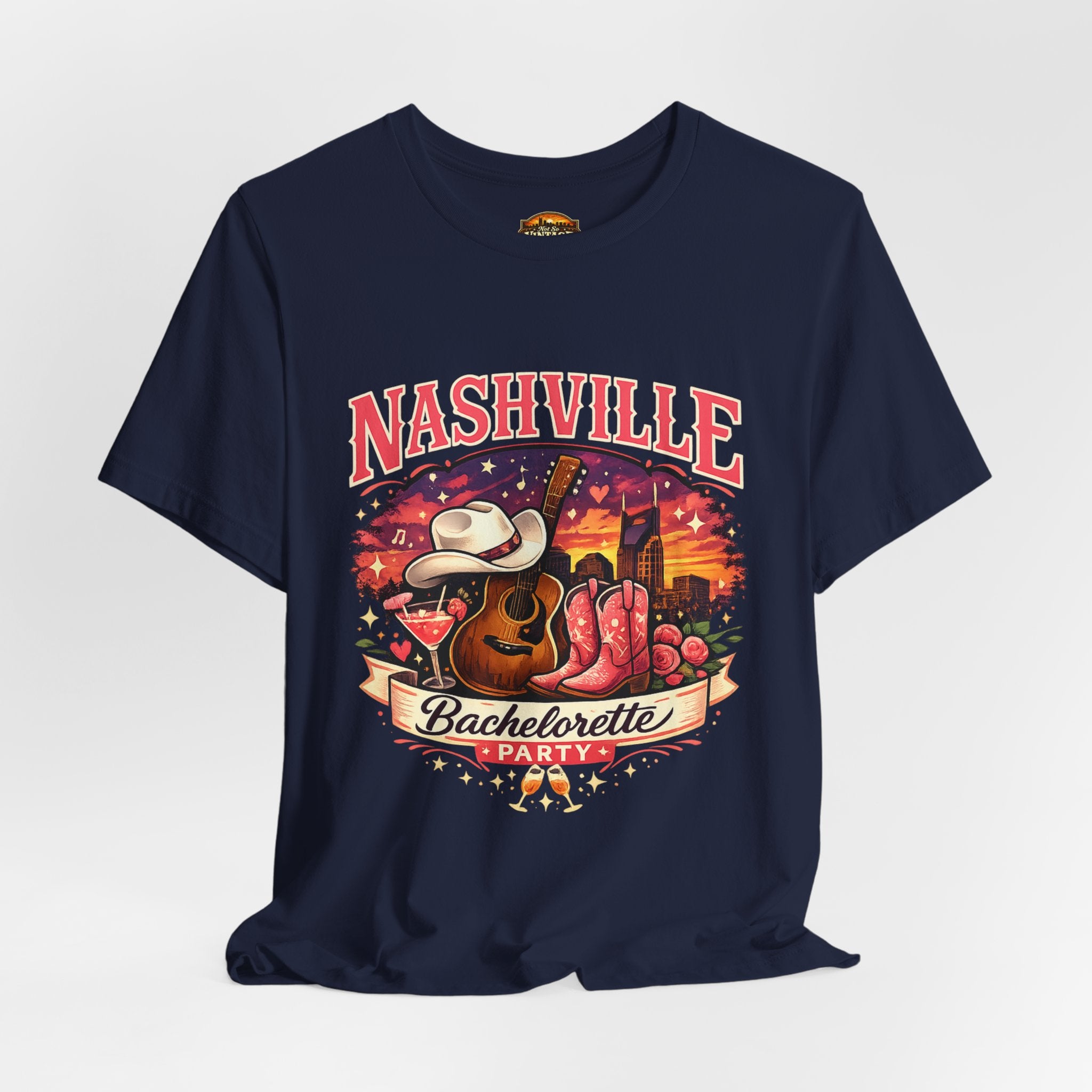 Nashville Bachelorette Tee — Country Guitar & Cowboy Hat Party Shirt