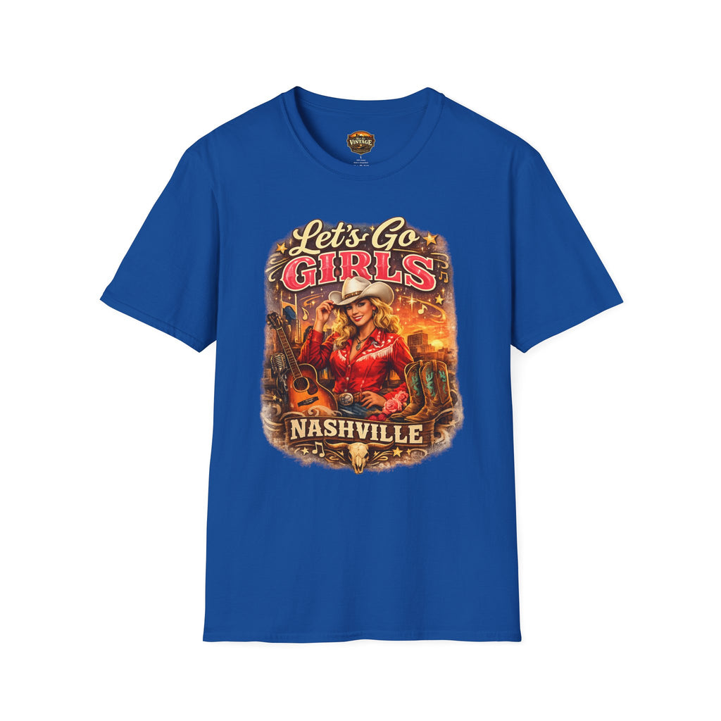 Let's Go Girls Nashville Graphic T-Shirt — Country Cowgirl (Blonde) Retro Tour Tee
