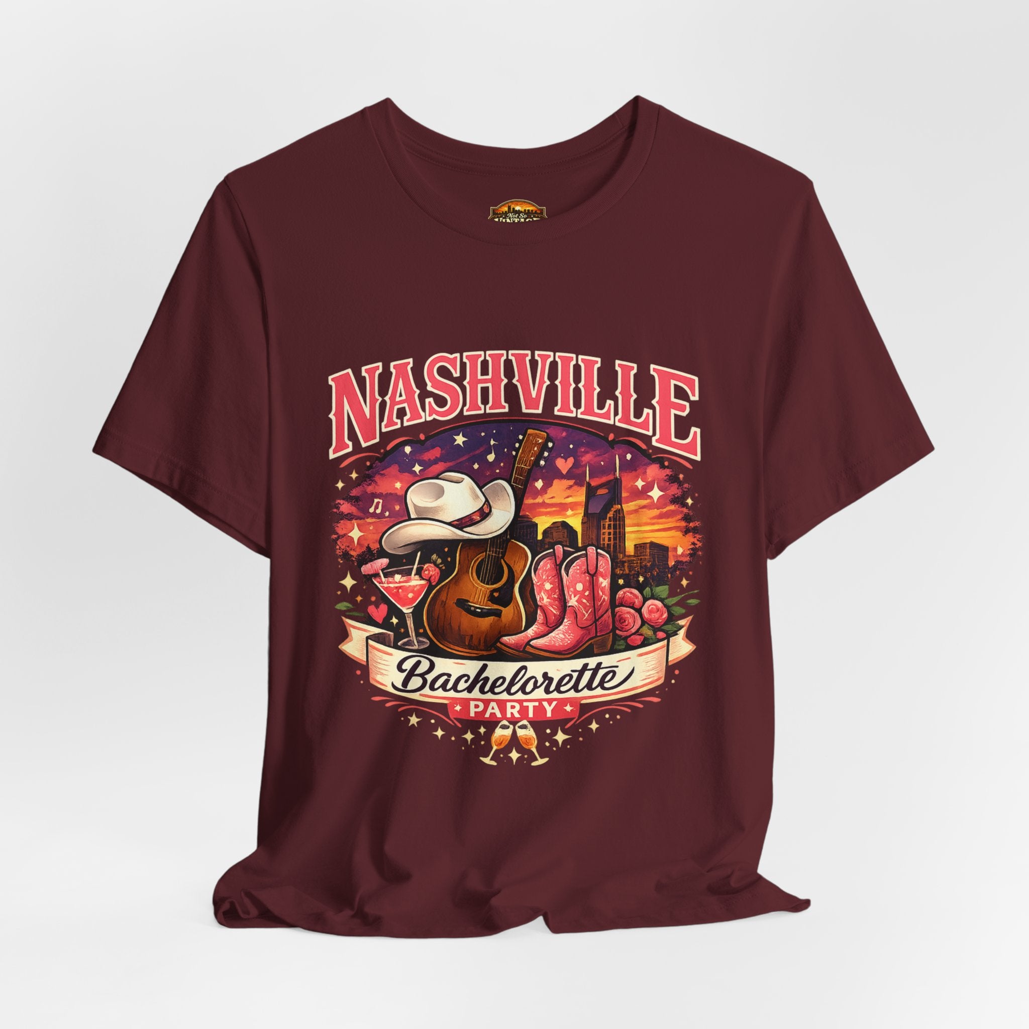 Nashville Bachelorette Tee — Country Guitar & Cowboy Hat Party Shirt