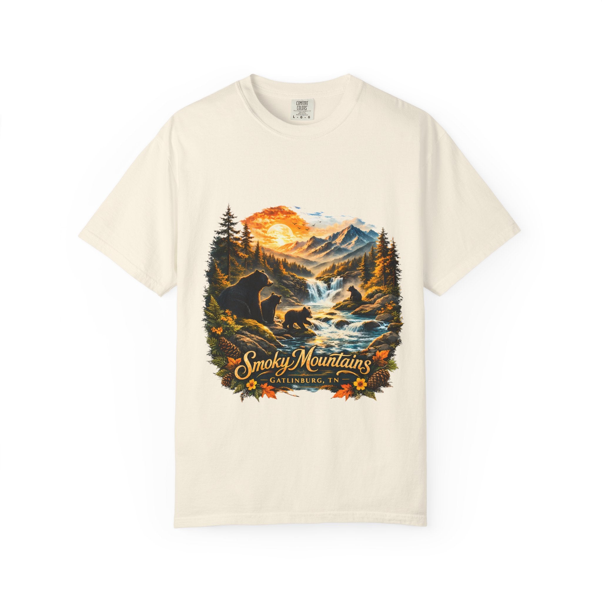 Smoky Mountains Vintage Scenic — Bear & Waterfall Nature Tee