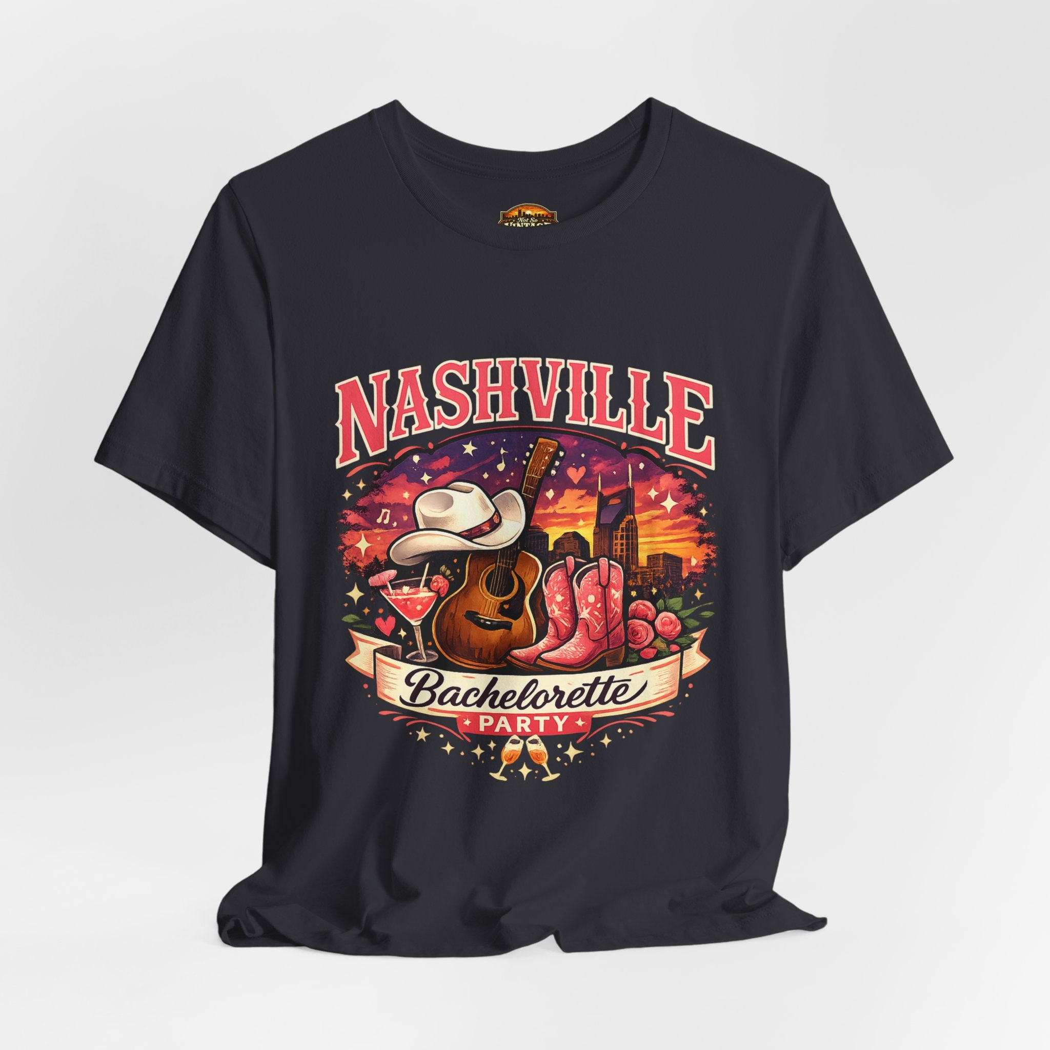 Nashville Bachelorette Tee — Country Guitar & Cowboy Hat Party Shirt