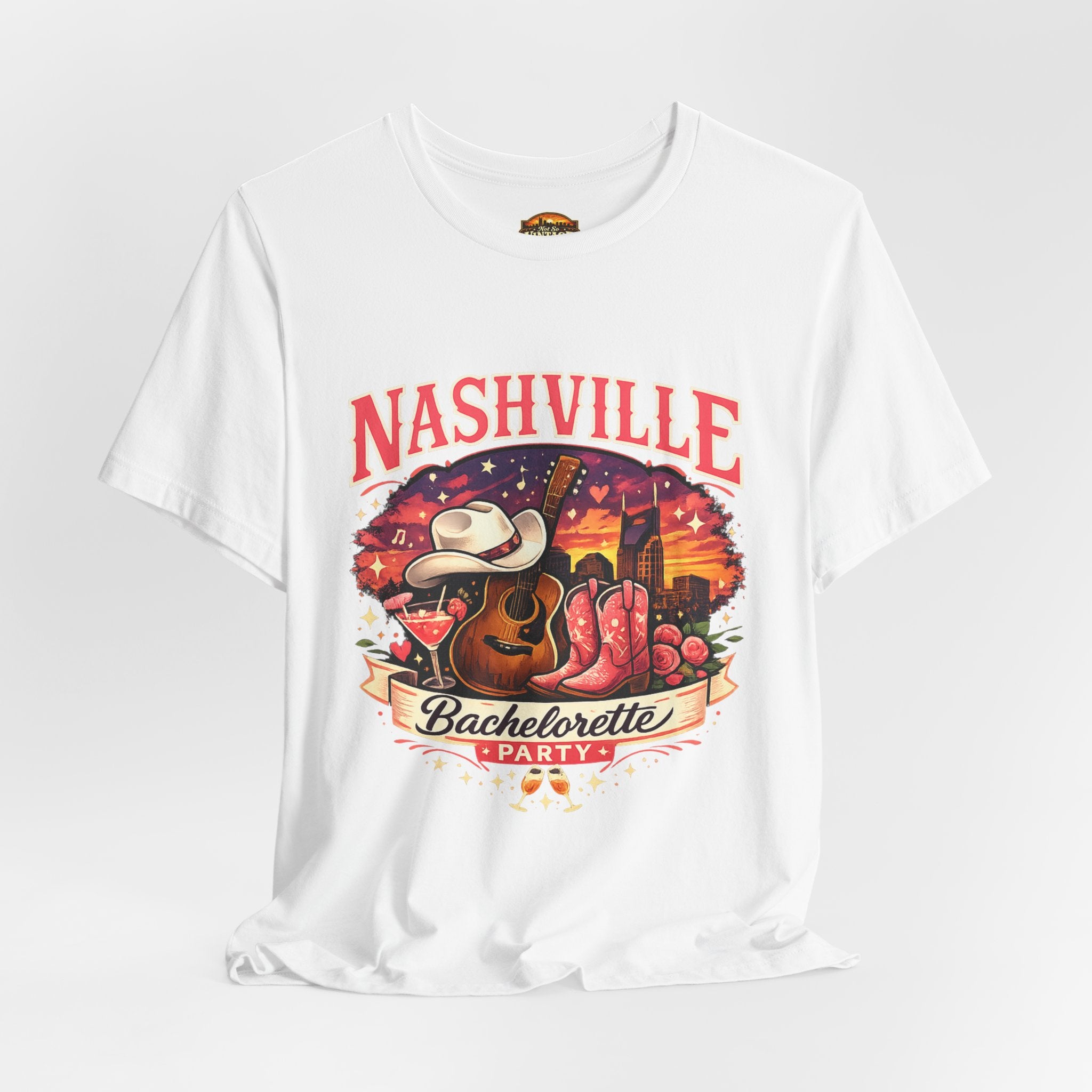 Nashville Bachelorette Tee — Country Guitar & Cowboy Hat Party Shirt