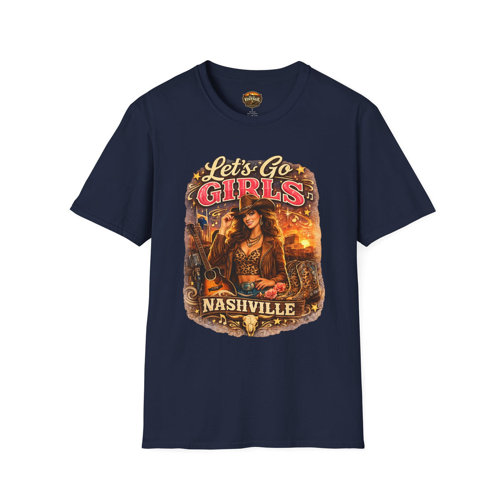 Let's Go Girls Nashville Graphic T-Shirt — Country Cowgirl (Brunette) Retro Tour Tee