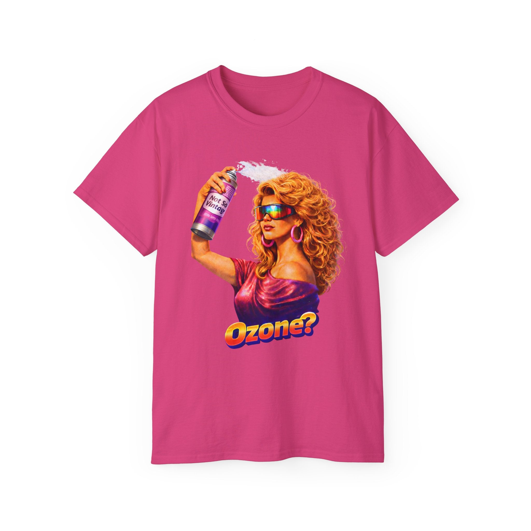 Retro 80s hair Spray Girl "Ozone?" Graphic Tee