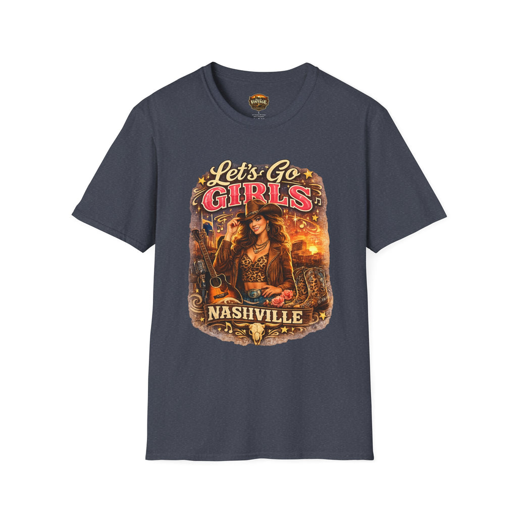 Let's Go Girls Nashville Graphic T-Shirt — Country Cowgirl (Brunette) Retro Tour Tee