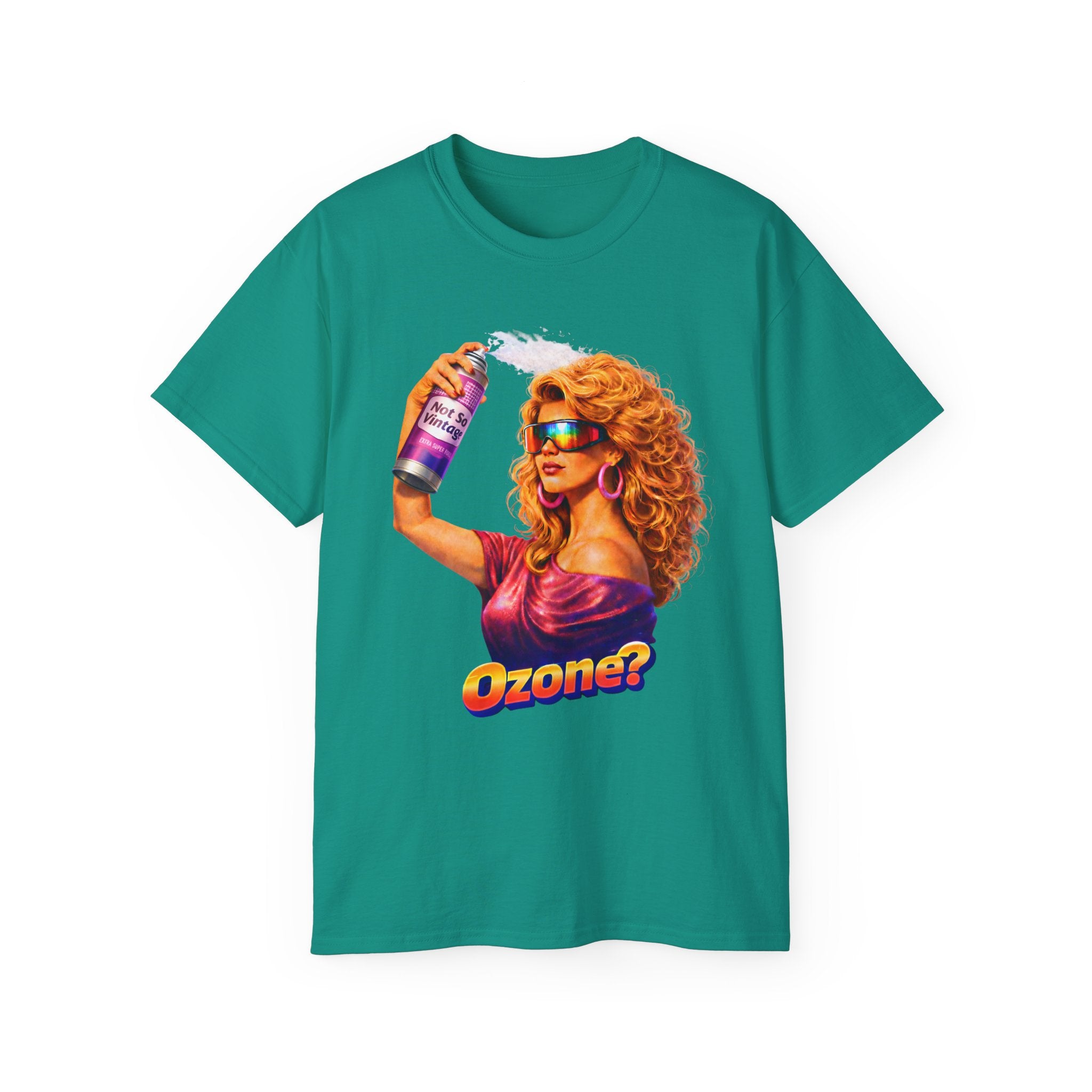 Retro 80s hair Spray Girl "Ozone?" Graphic Tee