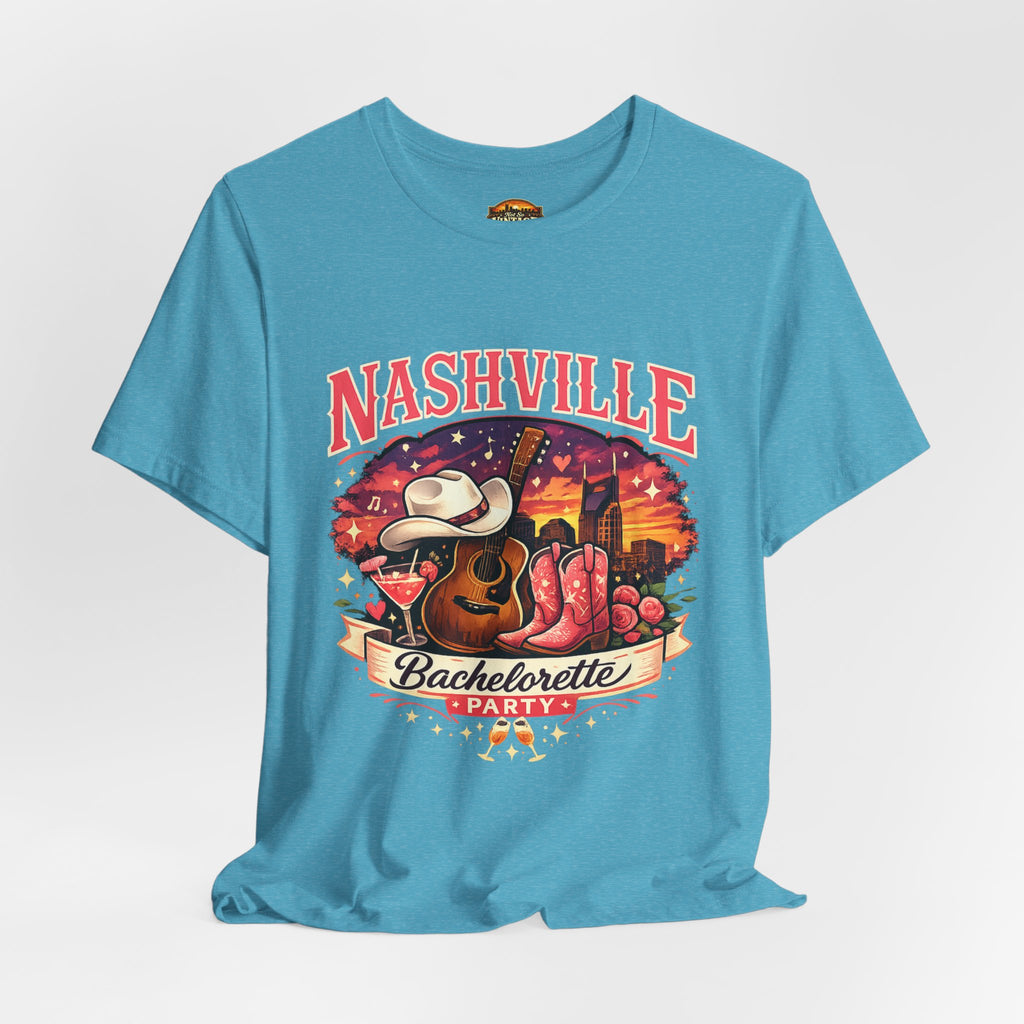 Nashville Bachelorette Tee — Country Guitar & Cowboy Hat Party Shirt