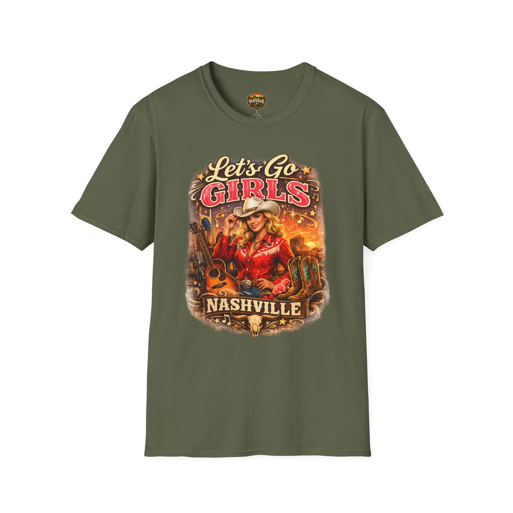 Let's Go Girls Nashville Graphic T-Shirt — Country Cowgirl (Blonde) Retro Tour Tee