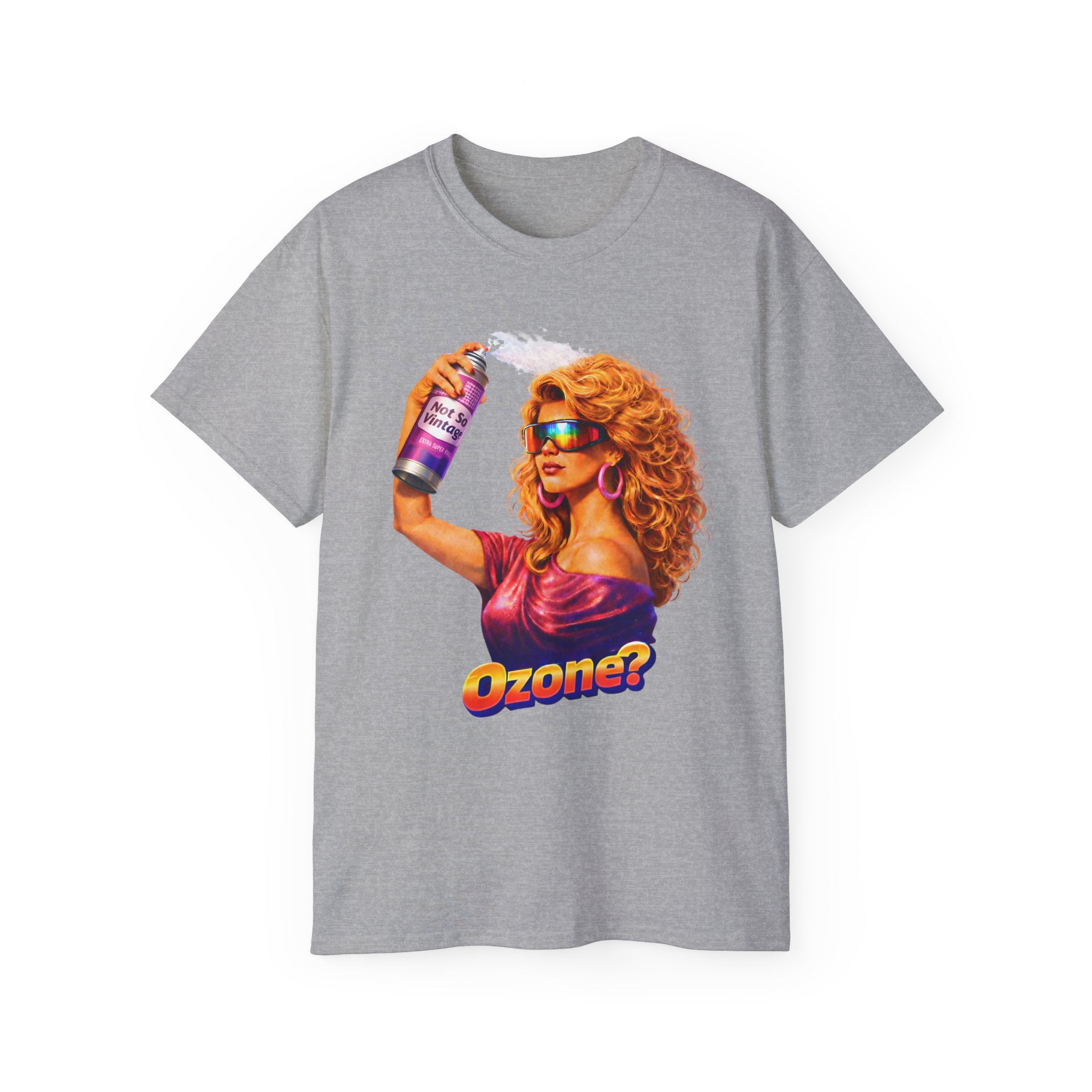 Retro 80s hair Spray Girl "Ozone?" Graphic Tee