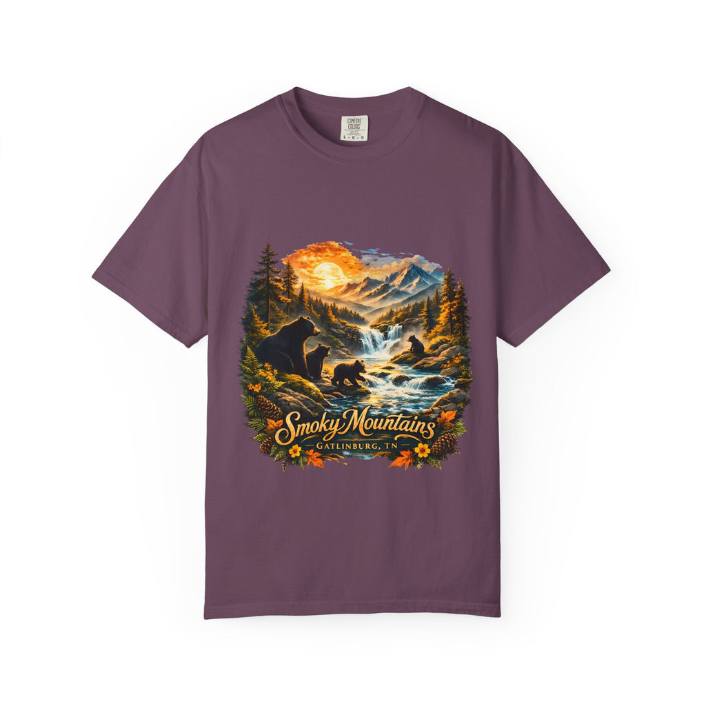 Smoky Mountains Vintage Scenic — Bear & Waterfall Nature Tee