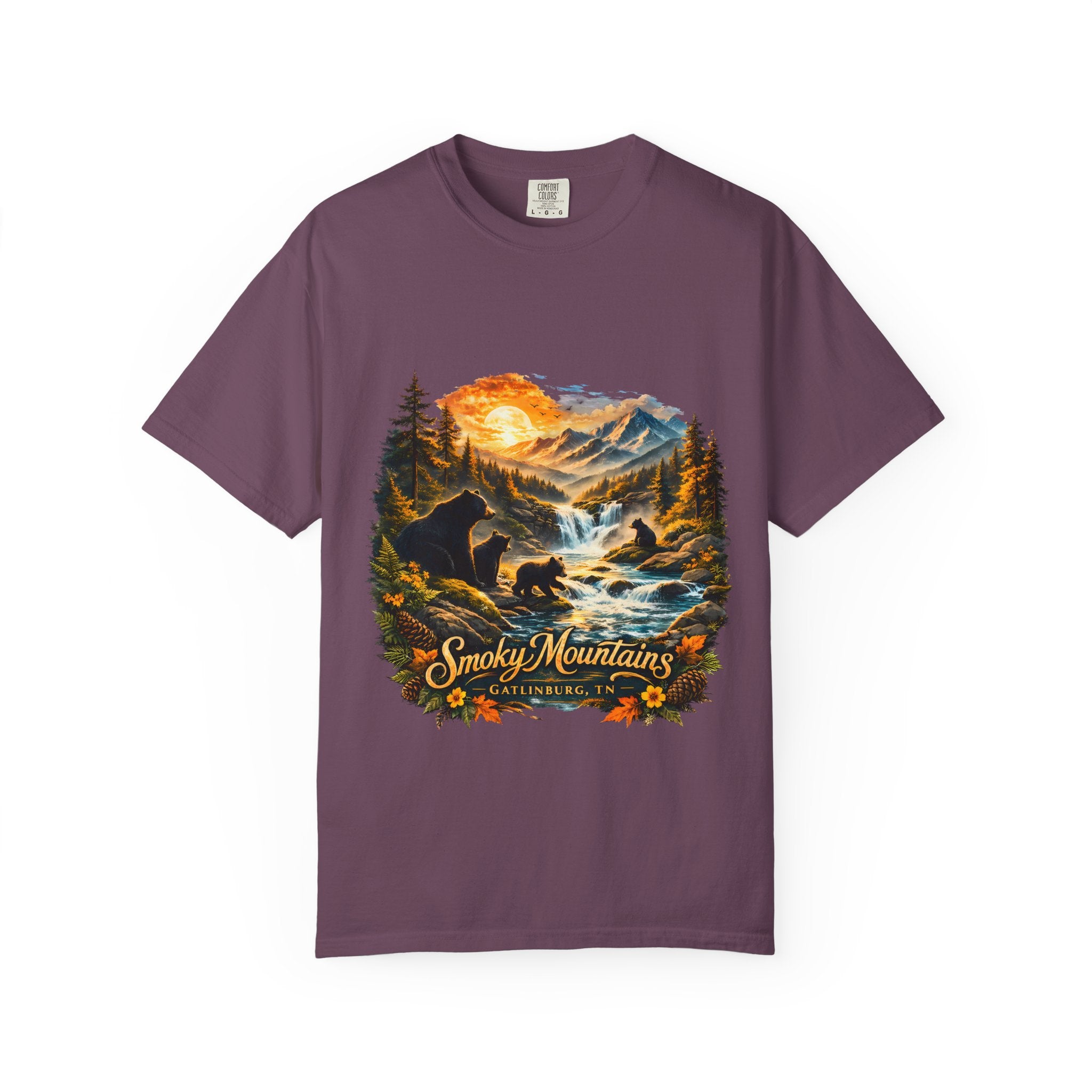 Smoky Mountains Vintage Scenic — Bear & Waterfall Nature Tee