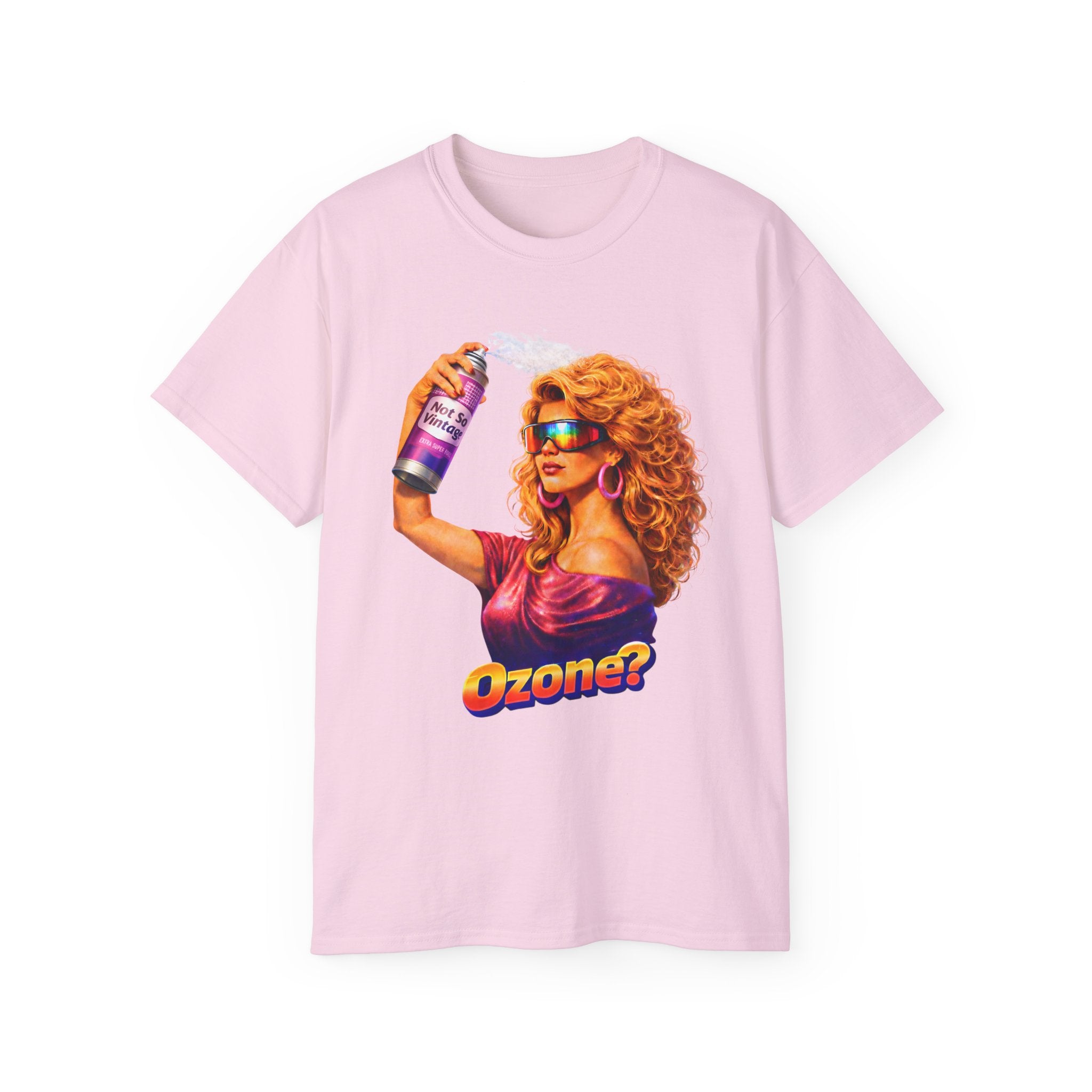 Retro 80s hair Spray Girl "Ozone?" Graphic Tee
