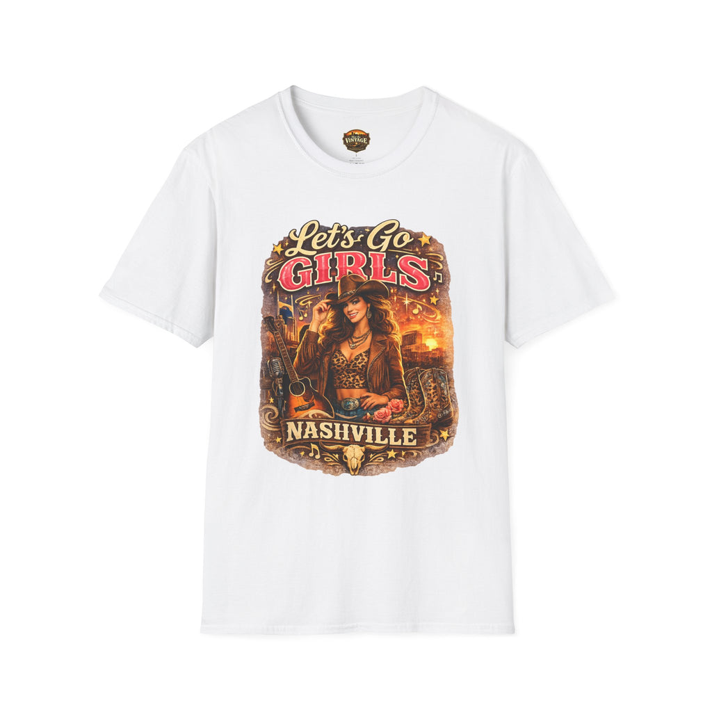 Let's Go Girls Nashville Graphic T-Shirt — Country Cowgirl (Brunette) Retro Tour Tee